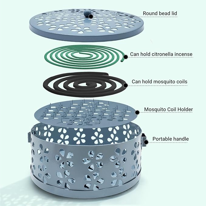 Mosquito Coil Holder, Portable Mosquito Coil Burner, Suitable for Indoor and Outdoor Camping (Sky Blue)