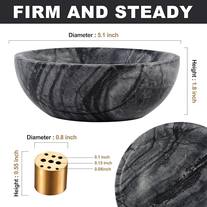 Koville Natural Marble Incense Holder, 5inch Incense Holders for Sticks, Sturdy Incense Burner Ash Catcher, Ideal for Meditation, Relaxing, Easy to Clean(Wooden Black)