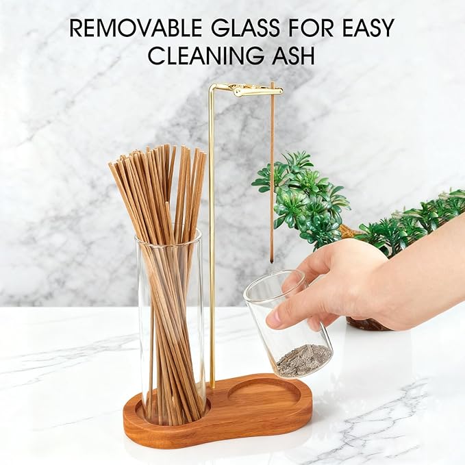2 in 1 Incense Holder with Dual Glass Ash Catchers and 3PCS Storage Tubes, Incense Burner for Incense Sticks, Incense Stick Holder