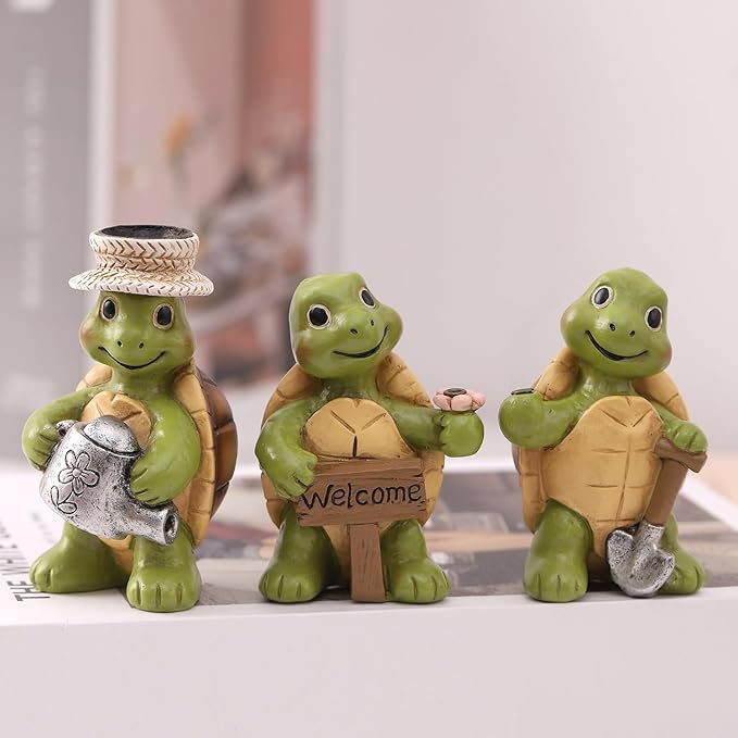 Turtle Incense Holder for Sticks and Incense Cone Holder, Mini Resin Turtle Figurines Incense Stick Holder, Cute Incense Burner for Yoga Meditation Home Office Decor,Turtles Gifts for Women (Set of 3)