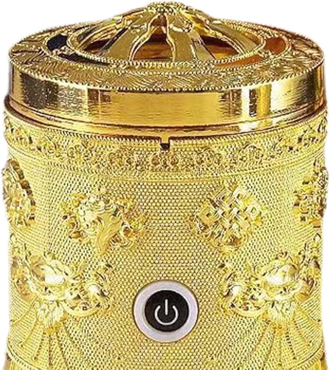 Generic Alloy Incense Burner Incense Holder Quick Heating Portable New Year Gift Decor Accessories Ornament for Bedroom Tea Table, Golden