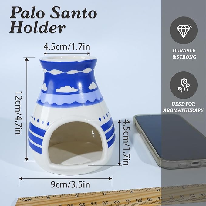 MOUGIGI Handcrafted Palo Santo Burner – Hopi-Inspired Ceramic Incense Dish for Aromatherapy – Suitable for Sage, and Cone Incense – Ideal for Energy Cleansing, Yoga, Meditation, Zen, Altar Décor