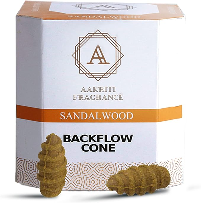 Backflow Natural Incense Waterfall Cones Unique Shape for Backflow Incense for Prayer, Meditation, Relaxation Burner Holder (25 pcs) (Sandalwood, Screw)