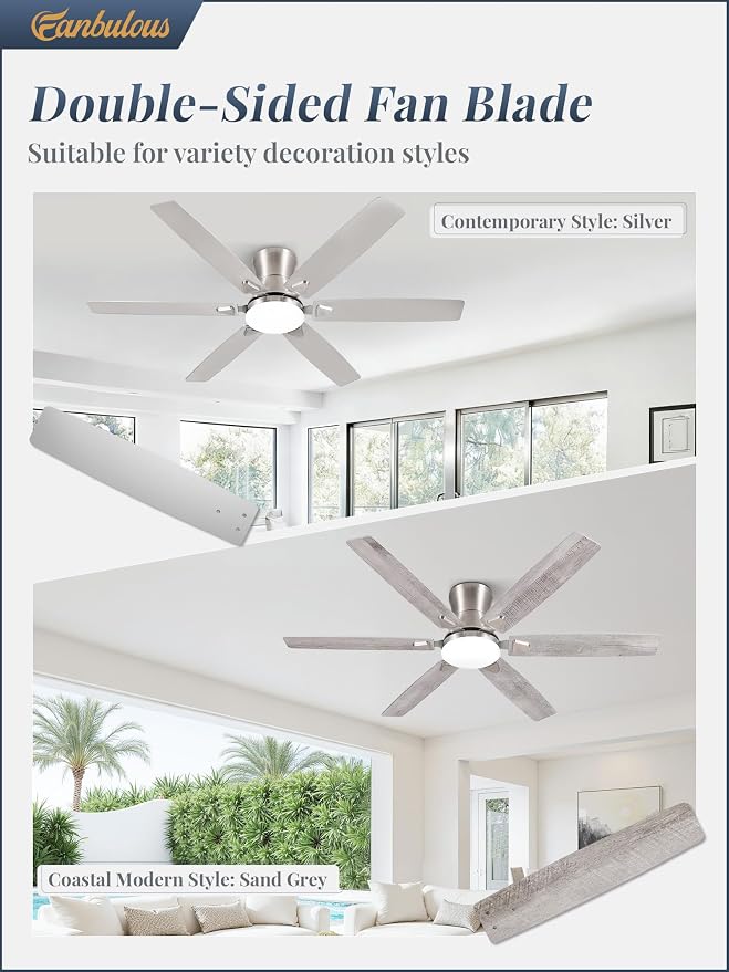 Fanbulous Ceiling Fans with Lights, 60 Inch 6-Blade, Smart APP & Remote Control, Dimmable 5CCT LED with Smart Memory, DC Motor Quiet for Bedroom Living Room, Damp Rated for Outdoor Covered Patio