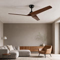 Skylike 52in Modern Wood Ceiling Fan No Light with Remote for Bedroom-Dark | Real Wood Blades, Quiet DC Motor,Reversible,Beep-Off Function,6 Speeds,3 Timers,6" downrod,Indoor and Outdoor