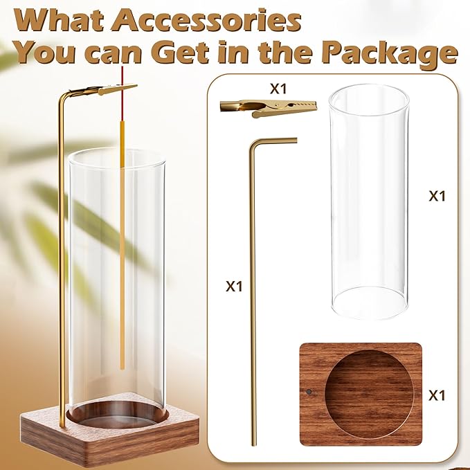 HzTinT Incense Holder for Sticks, Insence-Stick Holder, Anti-Ash Flying No Mess Incense Burner, Incense Stick Holder with Glass Ash Catcher, for Yoga Spa Meditation Home Decor(1 Pack)