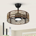 TALOYA 20 Inch Caged Ceiling Fans with Lights Chandelier Remote Control Flush Mount Low Profile for Bedroom Living Room Patio,Reversible,Buzzer Mute,Dimmable Led Light Included,Fandelier,Black Walnut