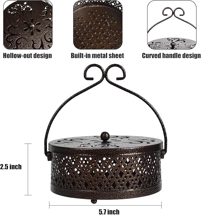 4 Pieces Mosquito Coil Holder Incense Coil Burner Indoor Outdoor Camping Use Portable Coil Holder Incense Burner Holder (Bronze Rhombus)