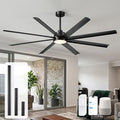 84 Inch Large Smart Ceiling Fan with Light Alexa/App/Remote Control, Modern Black Industrial Indoor Outdoor Ceiling Fans for Patios Shop Commercial, 8 Aluminium Blade, High 11000 CFM Quiet DC Motor