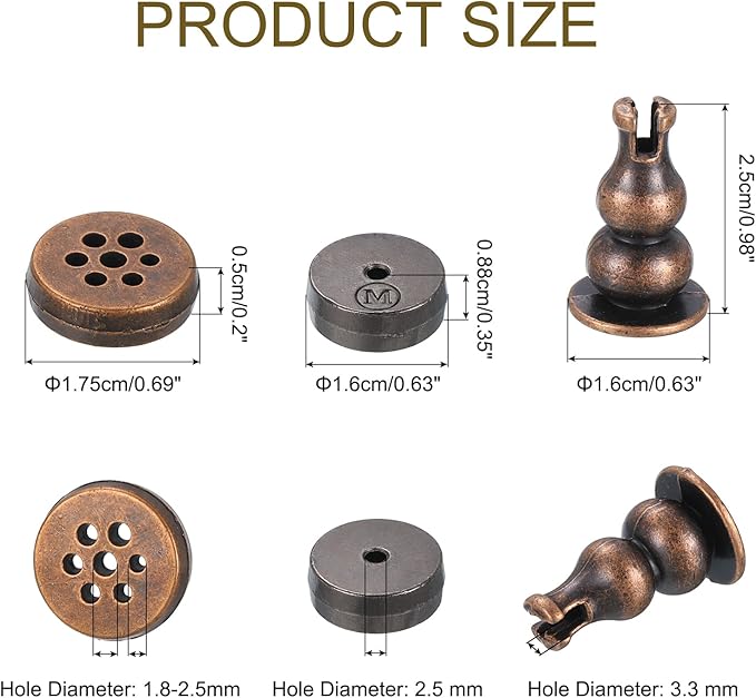 uxcell 3pcs Brass Incense Holders, 9 Hole Incense Stick Holders Incense Burner Kit for Stick Cone Incense, Incense Coil, Copper