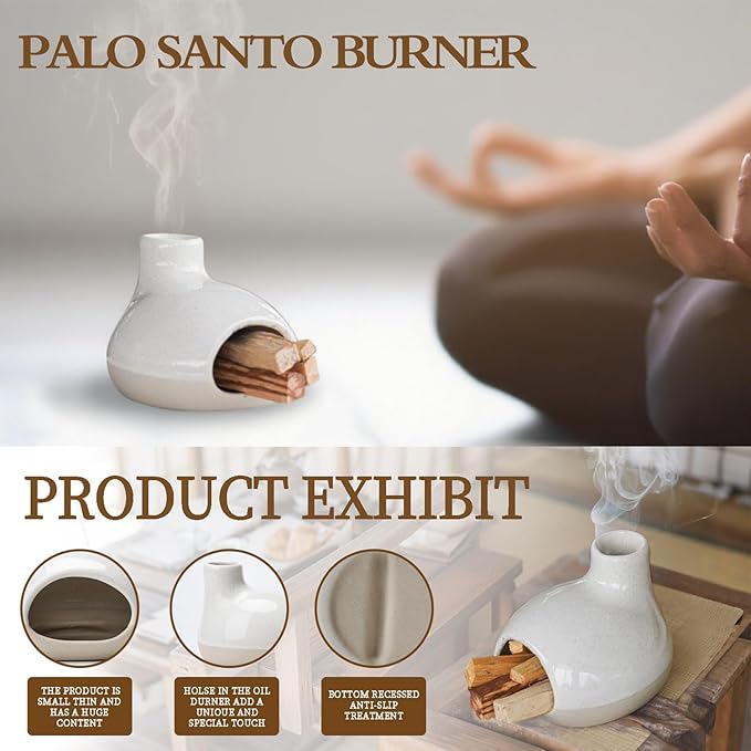 Palo Santo Holder-Mini Chimenea Incense Burner for Wood Sticks, Sage, Cones, Palo Santo Burner for Yoga Meditation Room Home Decor (Sand)