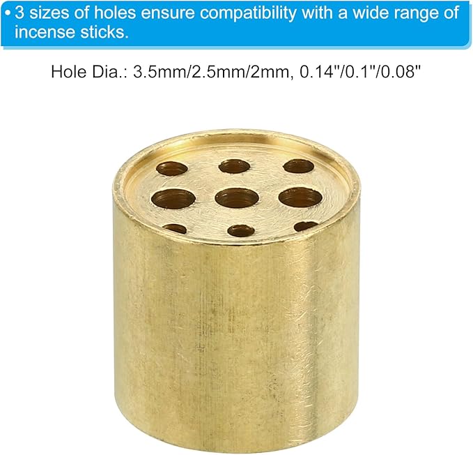 PATIKIL Incense Holder, 2 Pack Brass Incense Cone Burner Stick Holder with 9 Holes Incense Stand Base for Yoga Spa Room Home Office, 0.8" Dia. 0.8" Tall