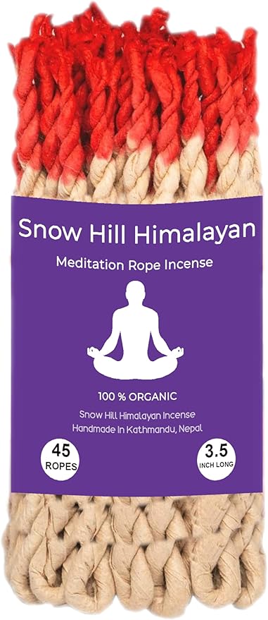 Snow Hill Incense Rope Holder Burner with 1 Bundle 45 Rope Incense, Wooden Incense Ash Catcher for Home Decor Yoga Spa Mediation Wooden Incense Burner Burn - Handmade in Nepal
