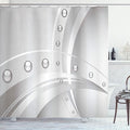 Ambesonne Abstract Shower Curtain, Surreal Composition Lines Curves and Vivid Bubble Like Balls Print, Cloth Fabric Bathroom Decor Set with Hooks, 69" W x 84" L, Dimgray Grey White