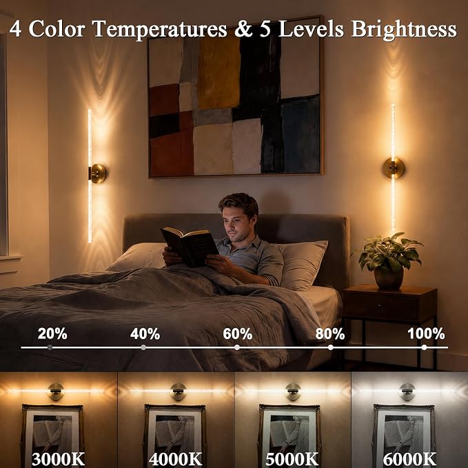 Rechargeable Wall Lights Battery Operated Sconce 2Pack(Gold Bubble Crystal)