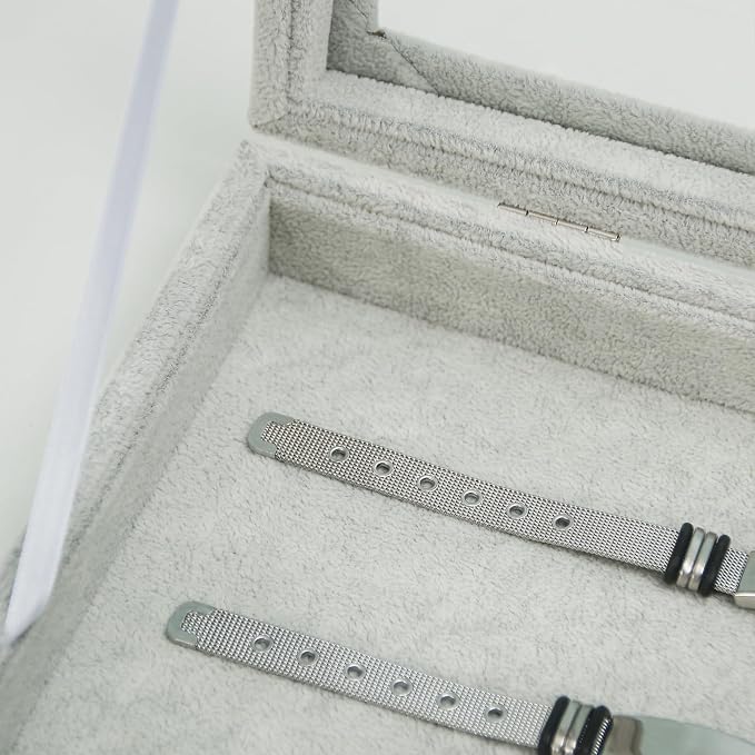 Coward Jewelry Organizer Tray Box, Grey Beige Velvet Blank Display Tray Case with Lid for Storage Necklaces Bracelets Rings Beads and Jewelry Accessories