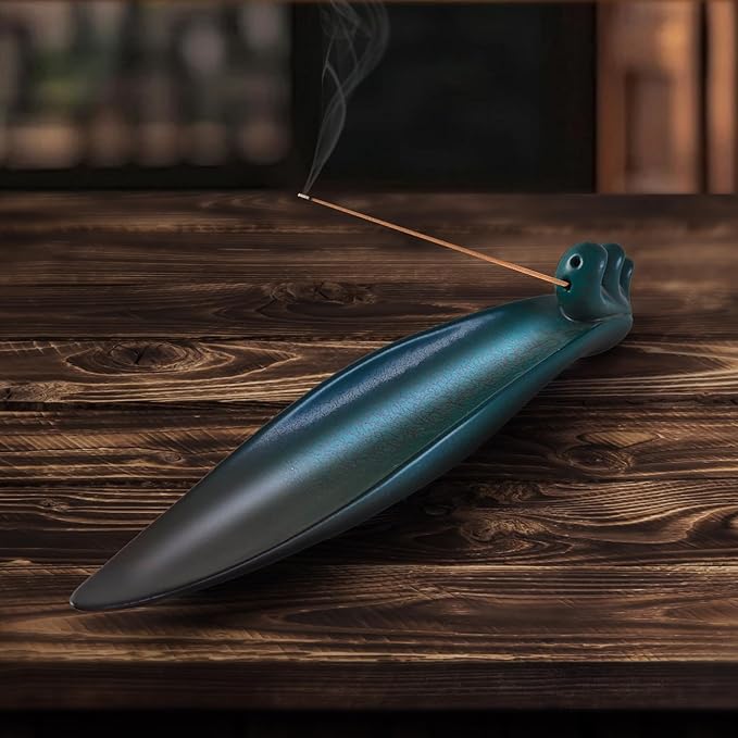 Incense Holder for Sticks, Minimalist Aesthetics Design Incense Burner for Sticks with 2 Holes, Ceramic Ash Catcher for Meditation Yoga Spa Relaxation Home Decor Gift (Wave)
