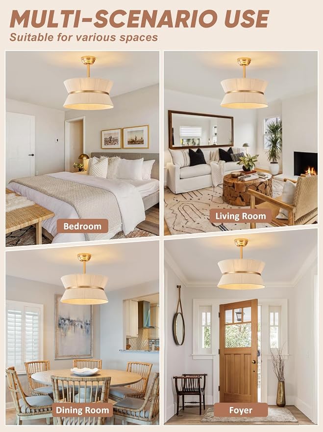Boho Ceiling Fan with Light and Remote Rattan Chandelier Fan Gold Caged Fandelier Ceiling Fan with Light for Bedroom,Nursery,Foyer,Kitchen and Living Room(6 Speeds Timing Adjustment Height Enclosed)