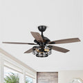 52 Inch Farmhouse Ceiling Fans with Lights and Remote Control, 5 Blades Lighting & Ceiling Fans with Timer, 3 Speeds Reversible Motor, Outdoor Ceiling Fan for Living Room, Bedroom, Patio