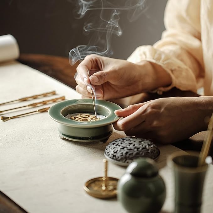 Powder Incense Burner Set - Making Incense Seal with 12pcs Toolskit, Incense Holder for Stick/Cone/Coil/Powder, Gift for Women and Fragrance