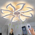 Dalouguan Modern Ceiling Fan with Lights Remote Control, 32" White 6 Speeds 3 Light Color Low Profile Flush Mount Ceiling Fan for Kitchen Bedroom