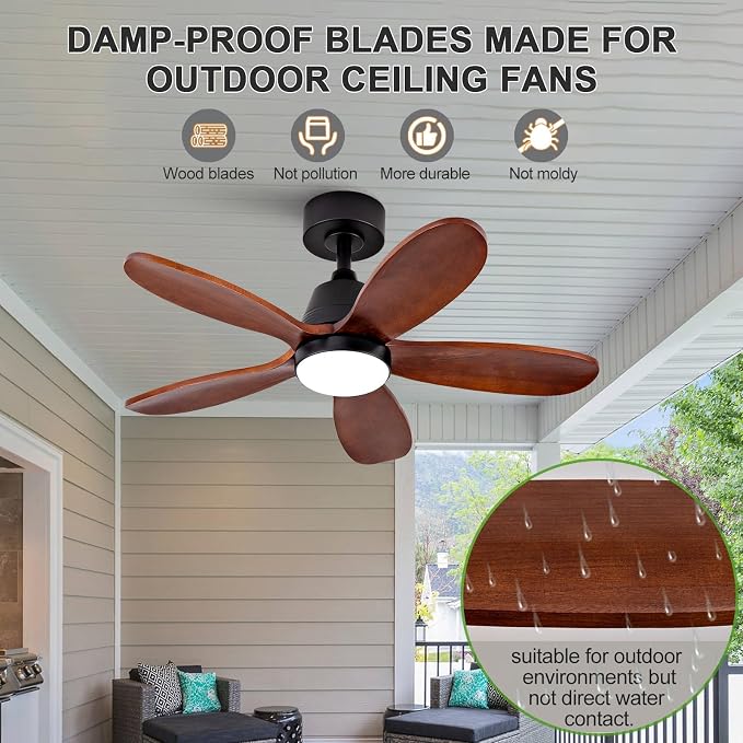 Ceiling Fans with Lights, 36 inch Modern Ceiling Fan with Light and Remote Control, 3CCT, Dimmable, Reversible, Noiseless, Black Ceiling Fan for Bedroom, Living Room