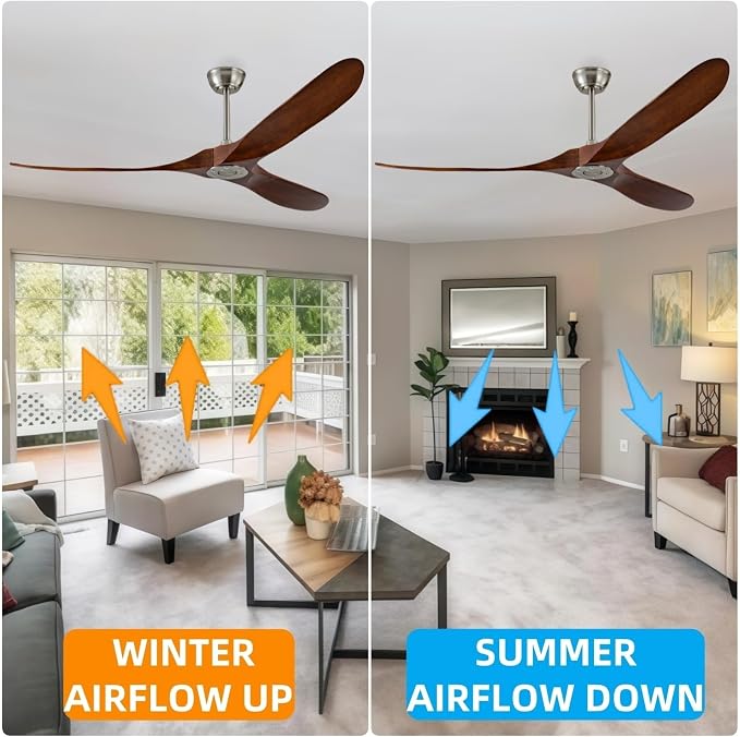 72 Inch Ceiling Fan No Light, Outdoor Patio Wooden Ceiling Fan Without Light,with Remote Control,Quiet Reversible Motor,Suitable for Living Room, Patio, Outdoor, Farmhouse(Brushed Nickel+Dark Walnut)