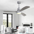 Sofucor Smart Ceiling Fan, 52" Low Profile Ceiling Fans with Lights and Remote, Compatible with Alexa/Google/App, 3-Color Light 6-Speed DC Motor Reversible Timer for Bedroom Living Room Patio Outdoor
