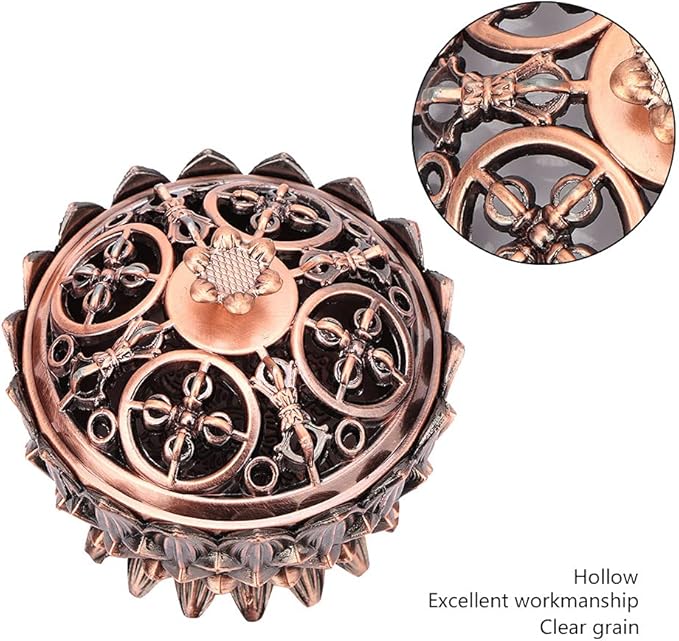 Incense Vintage Lotus Zinc Alloy Incense Holder, Elegance Incense Burning Supplies Sandalwood for Home Decoration Meditation(Copper)