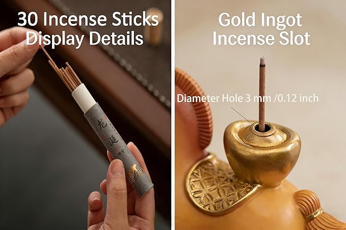 Resin Incense Holder for Sticks, Handmade Horse Shape Incense Burner with 30 Incense Sticks, Anti-Ash Incense Stick Holder for Meditation Yoga Spa Home Decor