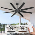 Amico 72 Inch Outdoor Ceiling Fan No Light with Remote, Large Black Ceiling Fan Without Light, Quiet Reversible DC Motor, 6 Speeds, Timer, 8 Blades for Living Room, Covered Patio, Porch, Garage