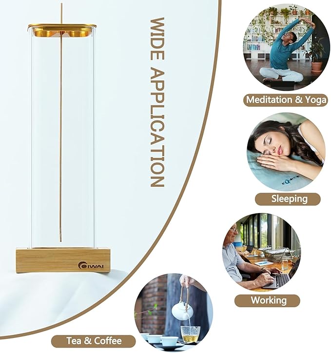 Hanging Incense Holder, Incense Holder for Sticks with Removable Glass Ash Catcher, Anti-Ash Flying Upgrade Design, COIWAI,Perfect for Yoga, Tea Ceremonies, Meditation, Spa and Home Relaxation