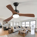 addlon 42 inch Ceiling Fans with Lights and Remote Control, Reversible, 3 Wood Blades, 6 Speeds, 3CCT Dimmable, Noiseless, Indoor/Outdoor Black Walnut Ceiling Fan for Bedroom Living Room Gazebo Patio