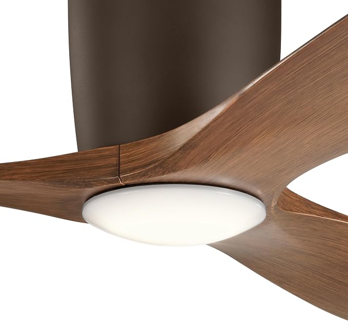 Kichler Volos 48” Indoor Ceiling Fan with LED Light and Wall Control in Satin Natural Bronze, Contemporary Ceiling Fan with Light, 300032SNB