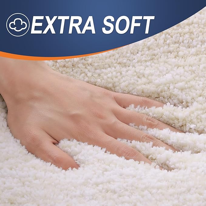 OLANLY Bathroom Runner Rugs Mat 47x24, Extra Soft Absorbent Microfiber Bath Rugs, Rubber Backing, Quick Dry, Washable Long Bath Mats for Bathroom, Tub and Shower, Home Decor Accessories, Light Beige