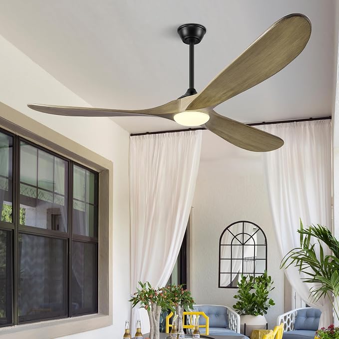 72" Ceiling Fans with Lights and Remote Control, Outdoor Ceiling Fan with Lights High CFM Dimmable Quiet 3 Blade Wood Walnut Ceiling Fan,Bronze Gray