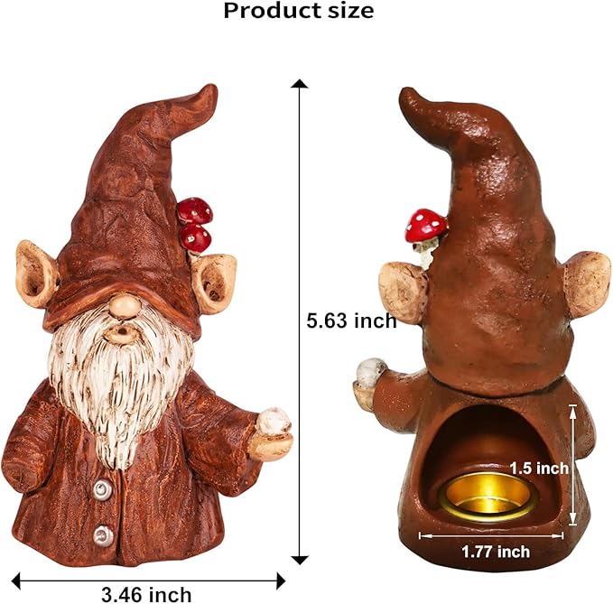 Gnome Incense Holder for Sticks, Incense Cone Burner with Large Size Hole for Cones, Gnome Statue Christmas Decorations, Unique Gift for Women Men