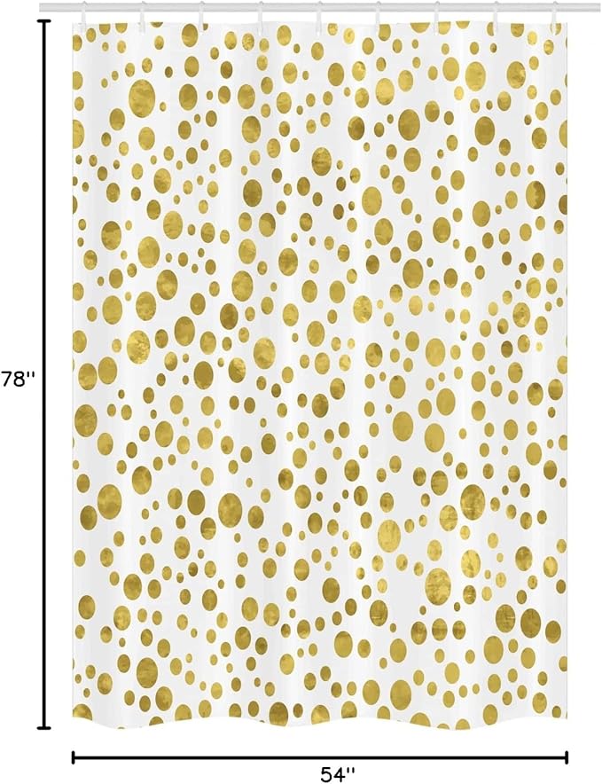 Ambesonne Polka Dots Stall Shower Curtain, Illustration of Round Speckled Forms Irregular Layout Vintage Style, Fabric Bathroom Decor Set with Hooks, 54" W x 78" L, White Yellow