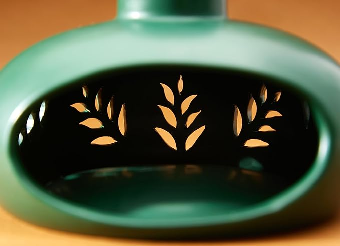 Incense Holder for Palo Santo Sticks Sage Bundles Cone Incense, Handcrafted Ceramic Incense Burner Holder with Chimney, Smudge Bowl for Spiritual Gift, Home Décor