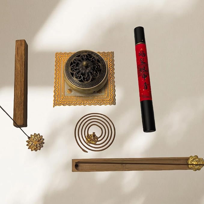 3pcs Incense Holder Clip - Brass Incense Burner Stand with Lotus Base for Yoga, Meditation, Home Office Decor, Aromatherapy Supplies