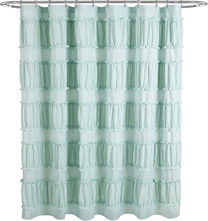 Lush Decor Nova Ruffle Shower Curtain, 72" x 72", Blue