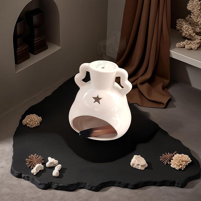 Handmade Ceramic Palo Santo Holder – Suitable for Burning Sage & Palo Santo - Mini Chimenea-Style Burner, an Incense Burner for Spiritual Meditation, Yoga or Home Decoration