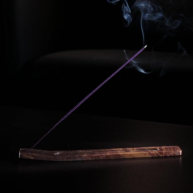 Hosley 10.5-Inch Hand-Carved Stone Incense Stick Holder – Long Ash Catcher for Serenity, Relaxation, and Meditation – Decorative Incense Burner for Home or Yoga Spaces