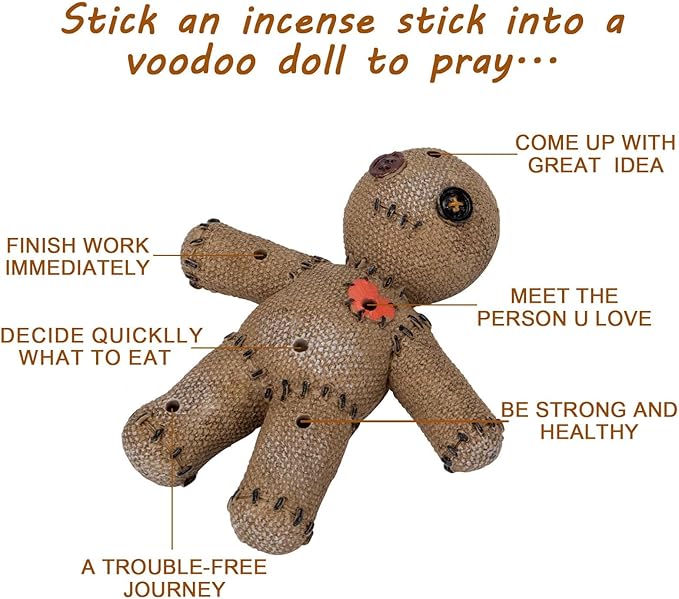 Voodoo Doll Incense Holder for Sticks with Ash Catcher, Unique Incense Burner for Praying Desktop Resin Ornament for Yoga Room, Ornament Handmade Craft for Home Decoration