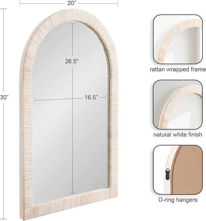 Kate and Laurel Rahfy Boho Arch Rattan Mirror