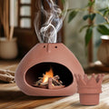 Terracotta Palo Santo Holder Incense Burner with Chimney for Yoga, Relaxation, Meditation, Sticks Dish, Sage Ash Catcher, Smudge Bowl, Cone Burner, Essential Oil Burning, Gift for Women Christmas