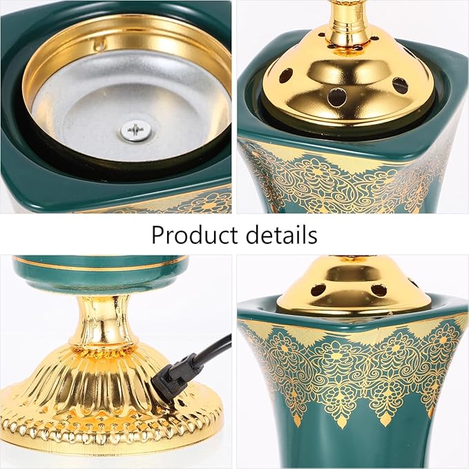 Ciieeo Electric Incense Burner Plug-in Desktop Censer with Metal Holder for Home Office Yoga and Spa Decor 7.67X2.95X2.95 Inch Us Plug
