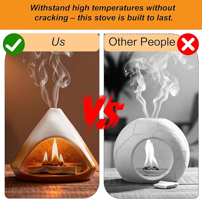 Ceramic Sage Smudging Holder, Pyramid Design Incense Burner with Smoke Outlet, 4.7 x 4.5 x 0.39 Inch, Black and White Glazed Finish (Yellow)