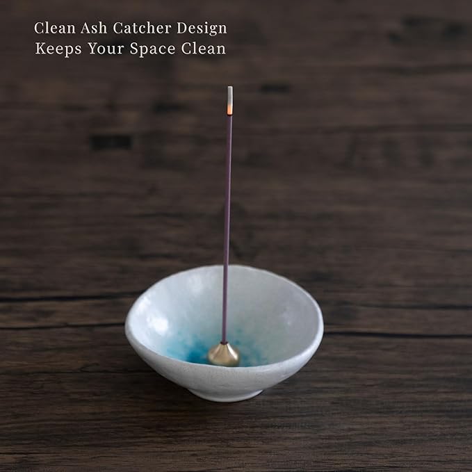 Incense Holder, Drop Shape,Blue Ocean,Ash Catcher,Made in Japan Traditional Craft