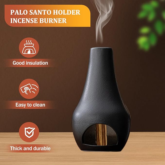 SAIBI Handmade Palo Santo Holder & Incense Cone Burner, Elegant Sage Smudging Accessory for Spiritual Rituals, Energy Cleansing, Meditation, Yoga & Aromatherapy, Thoughtful Gift (Drop)